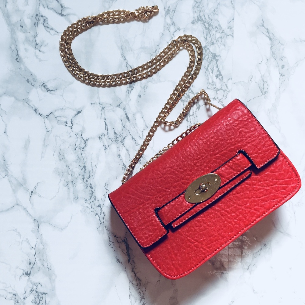 Last one! NWT Red Vegan Leather Crossbody Handbag